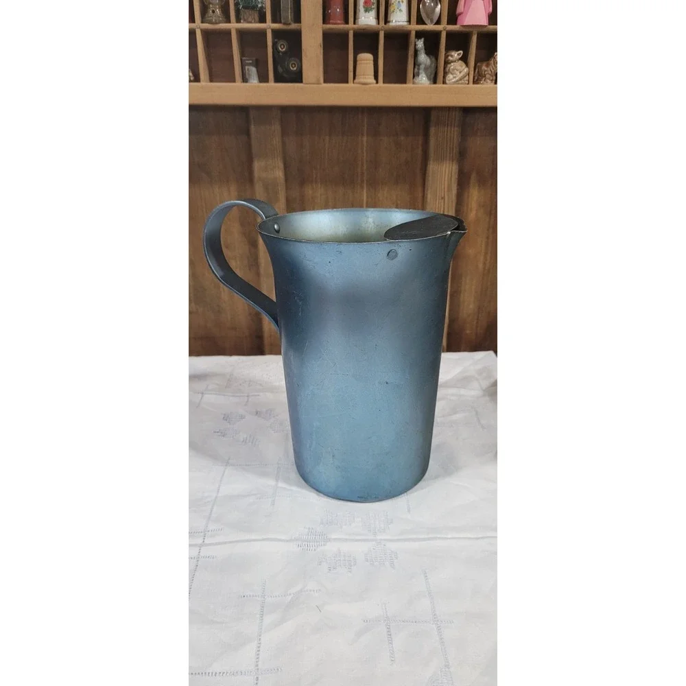 MCM VINTAGE AQUA/BLUE ALUMINUM PITCHER Made in Italy 8